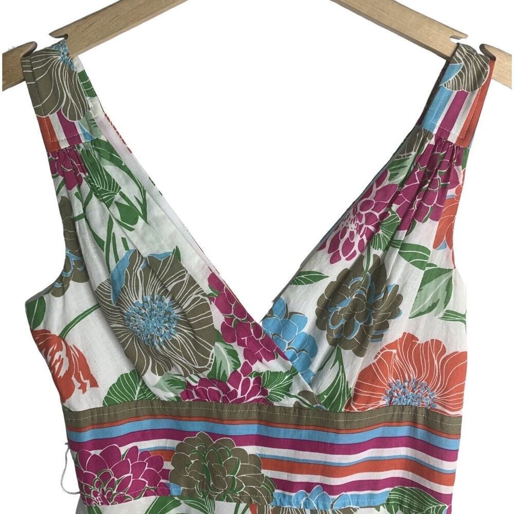 Donna Morgan Raffia Floral V Neck Cotton Sun Dress Womens Size 4 NWT $119 - Picture 6 of 14